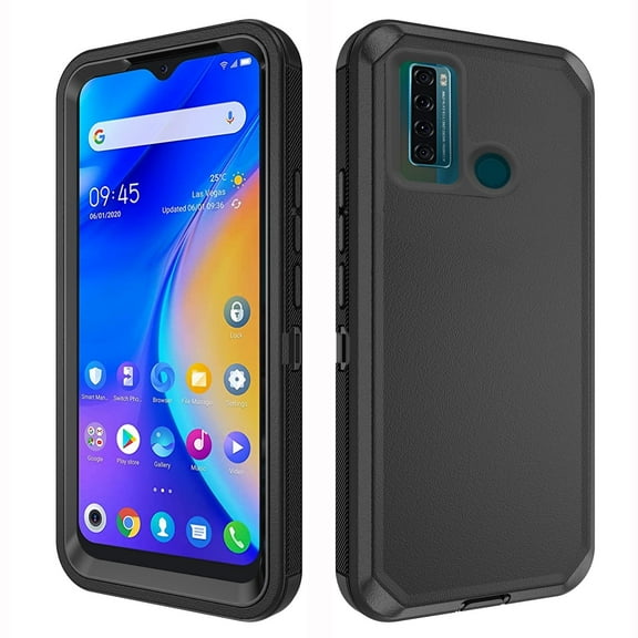 Asuwish Compatible with TCL 20XE 5087Z Phone Case Hybrid Rugged Shockproof Hard Protective Drop Proof Full Body Heavy Duty Mobile Cell Cover for TLC 20 XE TCL20XECase EX Women Men Black