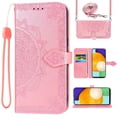 thumbnail image 1 of Asuwish Screen Protector Included Mandala Flower Hard Shell Wallet Cell Phone Case with Tempered Glass Screen Protector for BLU View 5 B160V, Pink, 1 of 5