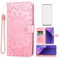 thumbnail image 1 of Asuwish Compatible with Xiaomi Redmi Note 13 Pro Plus 5G Wallet Phone Case and Tempered Glass Screen Protector Flip Credit Card Holder Stand Mandala Flower Cell Cover for Note13Pro+ Women Men Pink, 1 of 9