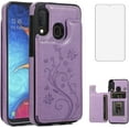 thumbnail image 1 of Asuwish Compatible with Samsung Galaxy A10e Wallet Phone Case Tempered Glass Screen Protector and Flower PU Leather Credit Card Holder Stand Slot Cell Cover for A 10e 10ae S102DL Women Men Purple, 1 of 6