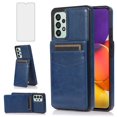 thumbnail image 1 of Asuwish Screen Protector Included PU Leather Soft Shell Wallet Cell Phone Case with Screen Protector for Samsung Galaxy A33 5G, Blue, 1 of 15