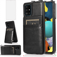 thumbnail image 1 of Asuwish Compatible with Samsung Galaxy A51 4G Wallet Phone Case Tempered Glass Screen Protector and Wrist Strap Ring RFID Card Holder PU Leather Cell Cover for A 51 M40S 51A A515F S51 Women Black, 1 of 15