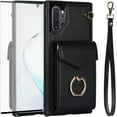 thumbnail image 1 of Asuwish Compatible with Samsung Galaxy Note 10 Plus Note10+ 5G Wallet Phone Case Tempered Glass Screen Protector Ring RFID Card Holder Cell Cover for Note10 + Notes 10+ Ten Not S10 10Plus Girls Black, 1 of 11