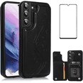 thumbnail image 1 of Asuwish Compatible with Samsung Galaxy S22 Plus S22+ 5G Wallet Phone Case Tempered Glass Screen Protector and Flower PU Leather Card Holder Stand Cell Cover for S22+5G S22plus 22S + S 22 22+ Black, 1 of 11