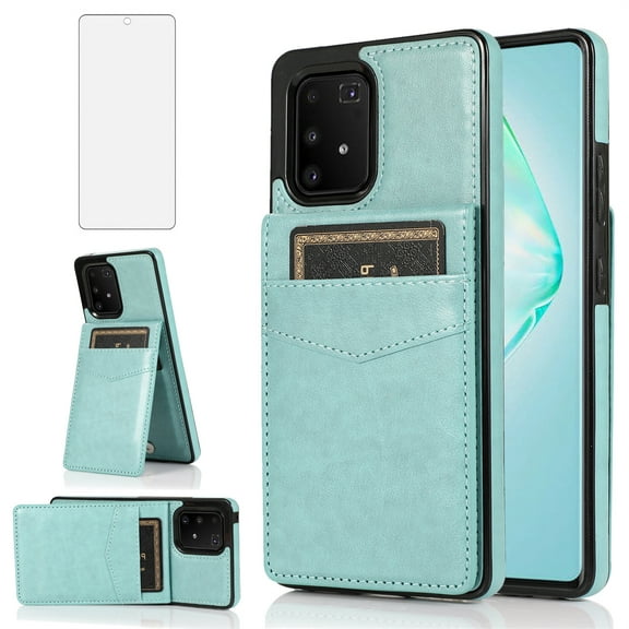 Asuwish Compatible with Samsung Galaxy S10 Lite Wallet Phone Case Tempered Glass Screen Protector and Wrist Strap Ring RFID Card Holder PU Leather Cell Cover for S10lite S 10 10s A91 Women Girls Teal