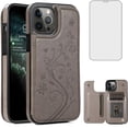 thumbnail image 1 of Asuwish Compatible with iPhone 11 Pro Max 6.5 Wallet Phone Case Tempered Glass Screen Protector and Flower PU Leather Credit Card Holder Stand Cell Cover for iPhone11 11pro Promax i XI Plus Men Grey, 1 of 6