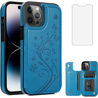 Asuwish Compatible with iPhone 14 Pro Max 6.7 inch Wallet Phone Case Screen Protector and Flower PU Leather Card Holder Stand Cell Cover for iPhone14promax 5G i Phone14Max Plus iPhone14 ProMax Blue