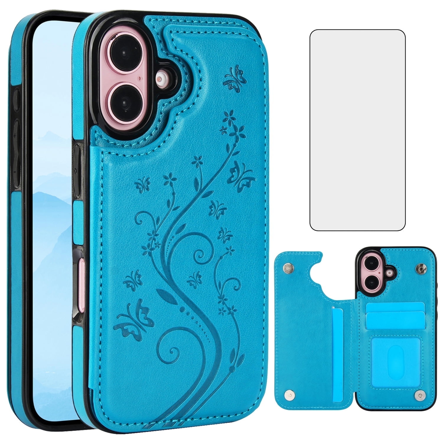 Asuwish Compatible With IPhone 16 6.1 Inch Wallet Phone Case