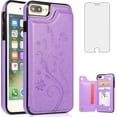 thumbnail image 1 of Asuwish Compatible with iPhone 7plus 8plus 7/8 Plus Wallet Phone Case Tempered Glass Screen Protector and Flower Credit Card Holder Stand Cell Cover for i Phone7s 7s + 7+ 8s 8+ Phones8 7p 8p Purple, 1 of 8