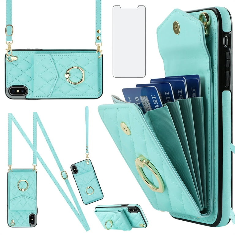 Asuwish Compatible with iPhone Xs Max Wallet Phone Case Tempered