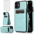 thumbnail image 1 of Asuwish Screen Protector Included PU Leather Soft Shell Wallet Cell Phone Case with Screen Protector for iPhone 12 mini, Teal, 1 of 9