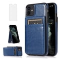 thumbnail image 1 of Asuwish Screen Protector Included PU Leather Soft Shell Wallet Cell Phone Case with Screen Protector for iPhone 12 mini, Blue, 1 of 9