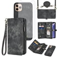 thumbnail image 1 of Asuwish Compatible with iPhone 13 Pro 6.1 inch Phone Case Zipper Wallet Tempered Glass Screen Protector Strap Flip Card Holder Cell Cover for iPhone13Pro 5G i i-Phone i13 iPhone13 13Pro Women Black, 1 of 7