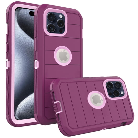 Asuwish Compatible with iPhone 15 Pro 6.1 inch Phone Case Hybrid Rugged Shockproof Hard Protective Drop Proof Full Body Heavy Duty Mobile Cell Cover for i Phone15 i15 15Pro Women Men Purple