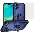 thumbnail image 1 of Asuwish Compatible with iPhone 16 Plus 6.7 inch Phone Case Tempered Glass Screen Protector Slim Magnetic Ring Holder Stand Hybrid Protective Cell Cover for i Phone16 16+ i16 + 16Plus Women Men Blue, 1 of 9