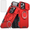 thumbnail image 1 of Asuwish Compatible with iPhone 16 Pro Max 6.9 inch Phone Case Slide Camera Cover Tempered Glass Screen Protector Stand Ring Holder Rugged Slim Cell for i Phone16 i16 ProMax 16ProMax Women Men Red, 1 of 10