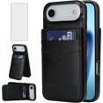 thumbnail image 1 of Asuwish Screen Protector Included PU Leather Soft Shell Wallet Cell Phone Case with Screen Protector for iPhone 17 Air, Black, 1 of 9