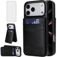 thumbnail image 1 of Asuwish Screen Protector Included PU Leather Soft Shell Wallet Cell Phone Case with Screen Protector for iPhone 17 Pro Max, Black, 1 of 9