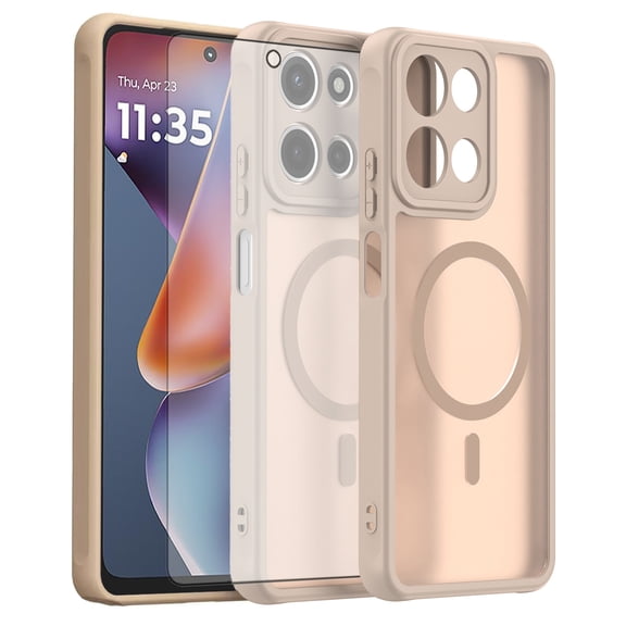 Asuwish Phone Case Compatible with Motorola Moto G Play 5G 2025/2026 Magnetic Translucent Matte Anti-fingerprint Back Military Grade DropProof Shockproof Protective Cell Cover for GPay Women Men Gold
