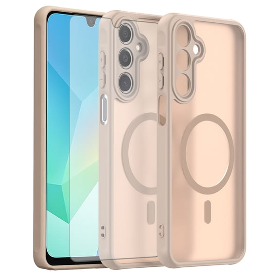 Asuwish Phone Case Compatible with Samsung Galaxy A16 5G/4G Magnetic Translucent Matte Anti-fingerprint Back Military Grade DropProof Shockproof Protective Cover for A 16 16A SM-A166U Women Men Gold