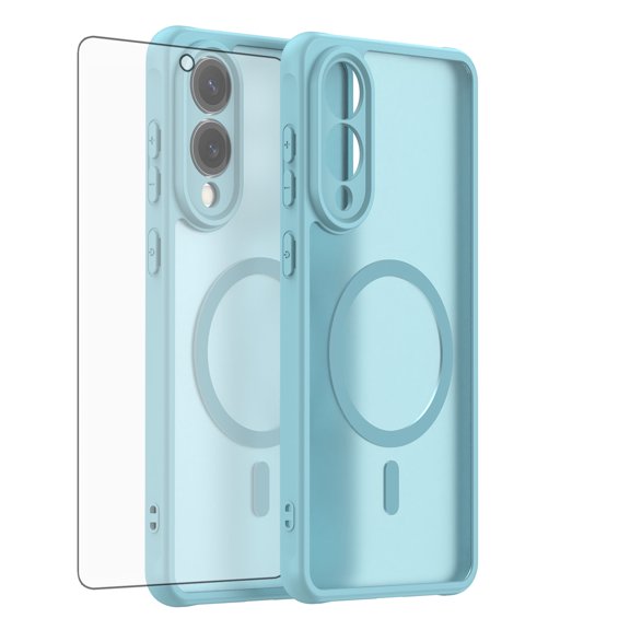 Asuwish Phone Case Compatible with Samsung Galaxy S25 Edge 5G Magnetic Translucent Matte Anti-fingerprint Back Military Grade DropProof Shockproof Protective Cover for S25Edge Women Men Green