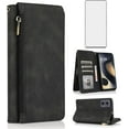 thumbnail image 1 of Asuwish Phone Case for Motorola Edge 5G 2024 Wallet Mobile Accessories Credit Cash Cell Cover with Tempered Glass Screen Protector Flip Zipper Stand Card Holder Slot Moto Edge2024 Women Men Black, 1 of 7