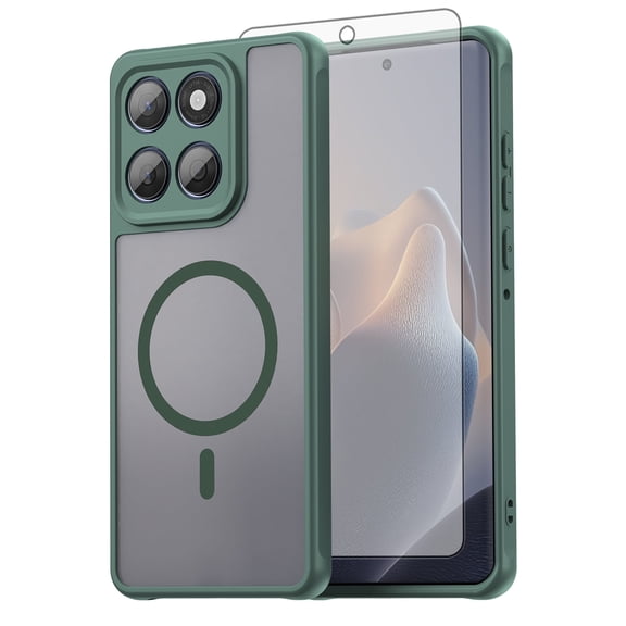 Asuwish Phone Case Compatible with Motorola Edge 60 Magnetic ring Translucent Matte Anti-fingerprint Back Military Grade DropProof Shockproof Protective Cell Cover Edge60 2025 Women Men Green