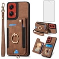 thumbnail image 1 of Asuwish Phone Case for Motorola Moto G Stylus 5G 2024 Wallet Cell Cover with Tempered Glass Screen Protector Slim Lanyard Wrist Strap RFID Ring Stand Credit Card Holder Slot G5 Women Men Brown, 1 of 11