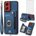 thumbnail image 1 of Asuwish Phone Case for Motorola Moto G Stylus 5G 2024 Wallet Cell Cover with Tempered Glass Screen Protector Slim Lanyard Wrist Strap RFID Ring Stand Credit Card Holder Slot G5 Women Men Blue, 1 of 13