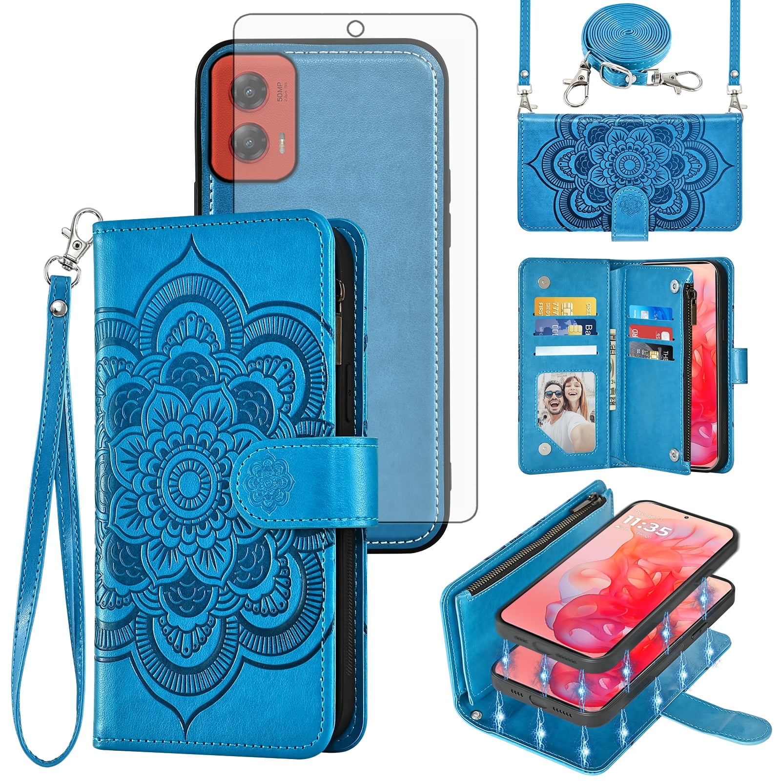 Asuwish Compatible with Motorola Moto E7/Lenovo K12 Wallet Case