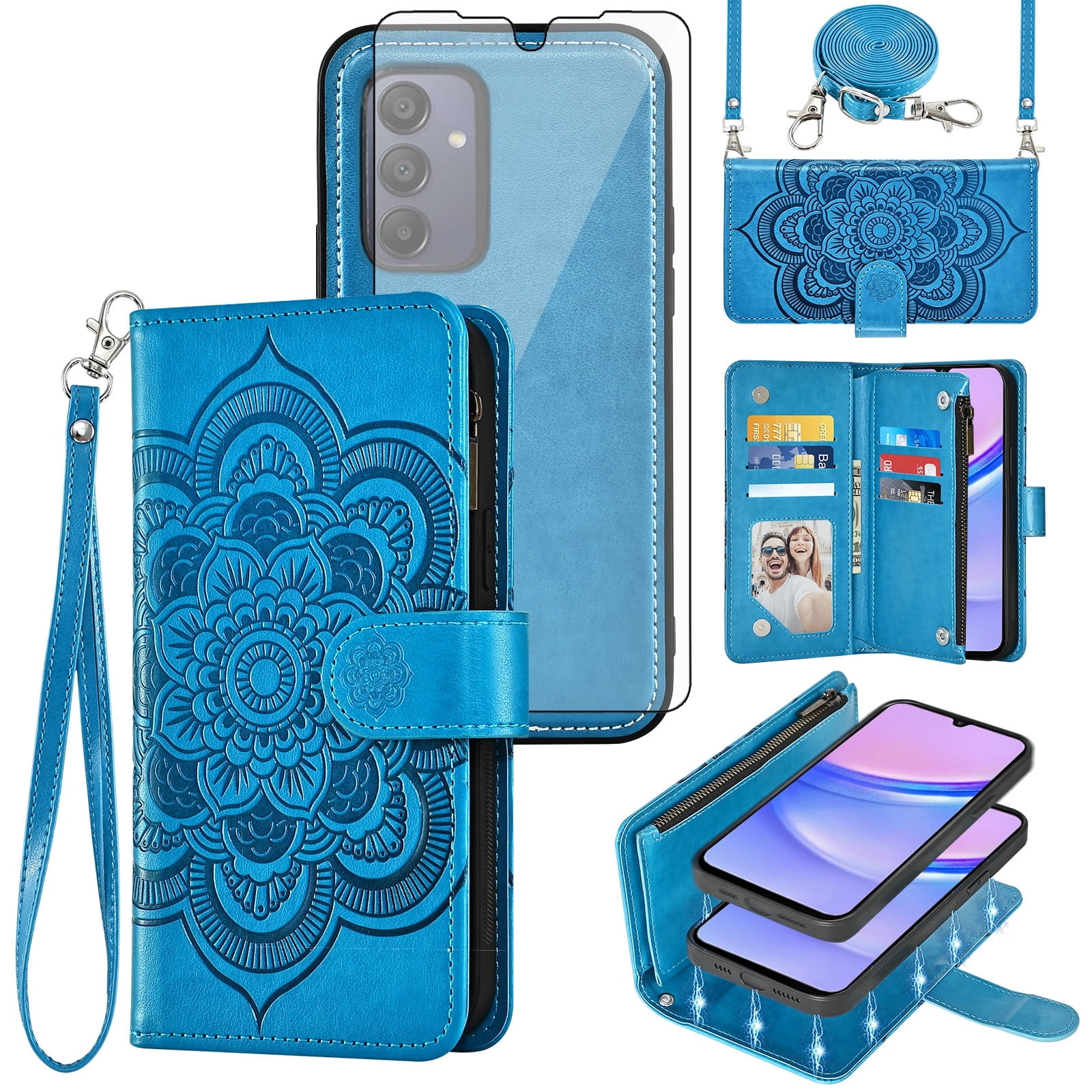 Asuwish Phone Case For IPhone 15 6.1 Inch Zipper Wallet - View #8