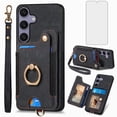 thumbnail image 1 of Asuwish Phone Case for Samsung Galaxy A16 5G/4G Wallet Cell Cover with Tempered Glass Screen Protector Slim Lanyard Wrist Strap RFID Ring Stand Credit Card Holder Slot A 16 16A SM-A166U Black, 1 of 10