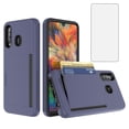 thumbnail image 1 of Asuwish Phone Case for Samsung Galaxy A21 Wallet Cell Cover with Tempered Glass Screen Protector Slim Credit Card Holder Slot Hard Hybrid Protective 21A 2020 Women Men Blue, 1 of 7