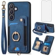 thumbnail image 1 of Asuwish Phone Case for Samsung Galaxy S25 Plus S25+ 5G Wallet Cell Cover with Tempered Glass Screen Protector Slim Lanyard Wrist Strap RFID Ring Stand Credit Card Holder Slot S25Plus 25S 25+ Blue, 1 of 10