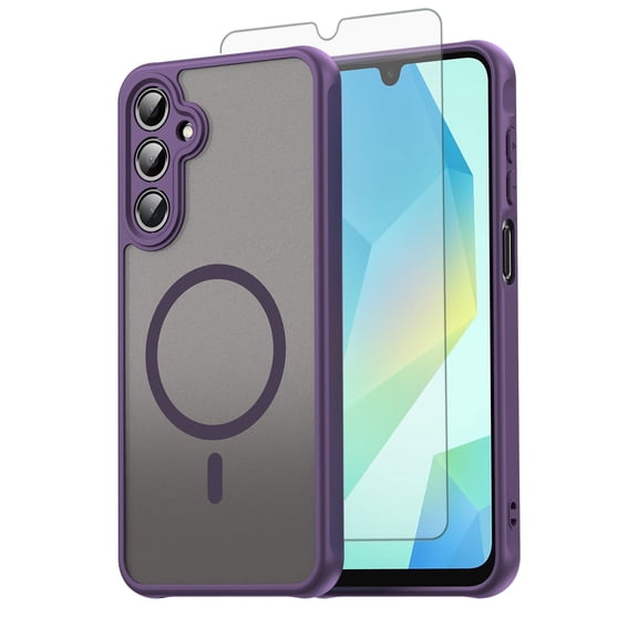 Asuwish Phone Case for Samsung Galaxy S26 5G with Magnetic, Translucent Matte Anti-fingerprint Back, Military Grade DropProof Shockproof Protective Cell Cover S 26 26S GS26 Women Men Purple