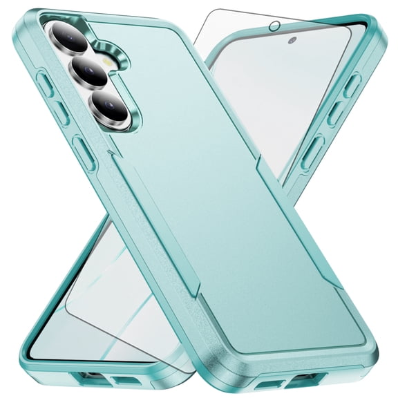 Asuwish Phone Case for Samsung Galaxy S26 5G Tempered Glass Screen Protector Hybrid Rugged Shockproof Hard Protective Drop Proof Full Body Heavy Duty Mobile Cell Cover S 26 26S GS26 Women Men Green