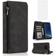 thumbnail image 1 of Asuwish Wallet Kickstand Hard Shell Cell Phone Case with Tempered Glass Screen Protector for Samsung Galaxy S8, Black, 1 of 8