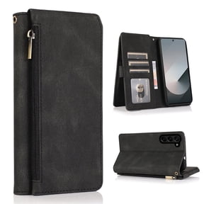 Asuwish Wallet Kickstand Hard Shell Cell Phone Case with 1 Phone Case for Samsung Galaxy Z Fold 6, Black