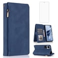 thumbnail image 1 of Asuwish Wallet Kickstand Hard Shell Cell Phone Case with Tempered Glass Screen Protector for OPPO Reno 10 5G, Blue, 1 of 7