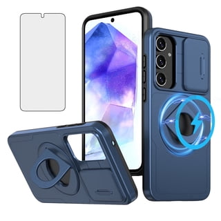 Asuwish Camera Cover, Ring Holder Rugged Cell Phone Case with Tempered Glass Screen Protector for Samsung Galaxy A35 5G, Blue
