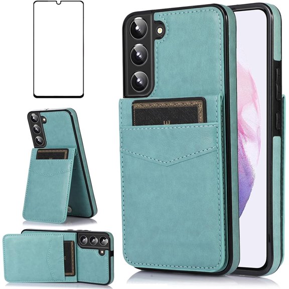 Asuwish Phone Case for Samsung Galaxy A56 5G with Tempered Glass Screen Protector and Credit Card Holder Wallet Cover Stand Leather Cell Accessories A 56 56A LTE SM-A566V Women Men Teal