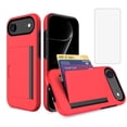 thumbnail image 1 of Asuwish Phone Case for iPhone 17 Air 6.5 inch Wallet Cell Cover with Tempered Glass Screen Protector Slim Credit Card Holder Slot Hard Hybrid Protective i Phone17 i17 17Air Women Men Red, 1 of 7