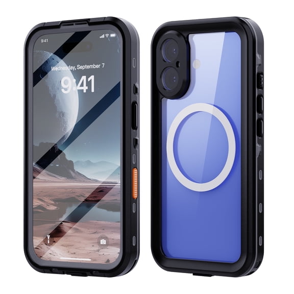 Asuwish Waterproof Phone Case for iPhone 16 6.1 inch Built-in Screen Protector 360 Full Body Compatible with Magsafe Clear Cell Cover Rugged Magnetic Protective i Phone16 i16 16Case Women Men Black