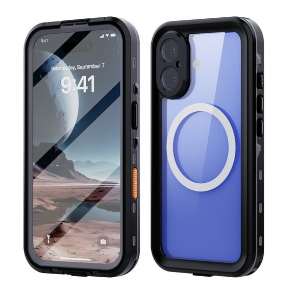 Asuwish Waterproof Phone Case for iPhone 16 6.1 inch Built-in Screen Protector 360 Full Body Compatible with Magsafe Clear Cell Cover Rugged Magnetic Protective i Phone16 i16 16Case Women Men Black