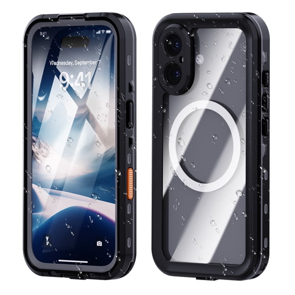 Asuwish Waterproof Phone Case for iPhone 16 Plus 6.7 inch Built-in Screen Protector 360 Full Body Compatible with Magsafe Clear Cell Cover Rugged Magnetic Protective i Phone16 16Plus Women Men Black