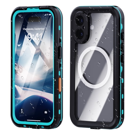 Asuwish Waterproof Phone Case for iPhone 16 Plus 6.7 inch Built-in Screen Protector 360 Full Body Compatible with Magsafe Clear Cell Cover Rugged Magnetic Protective i Phone16+ i16Plus Women Men Blue