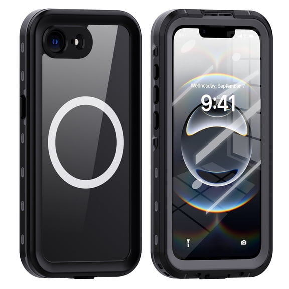 Asuwish Waterproof Phone Case for iPhone 16e/SE 2025/SE 4 Built-in Screen Protector 360 Full Body Compatible with Magsafe Clear Cell Cover Rugged Magnetic Protective i Phone16e 16 SE4 Women Men Black