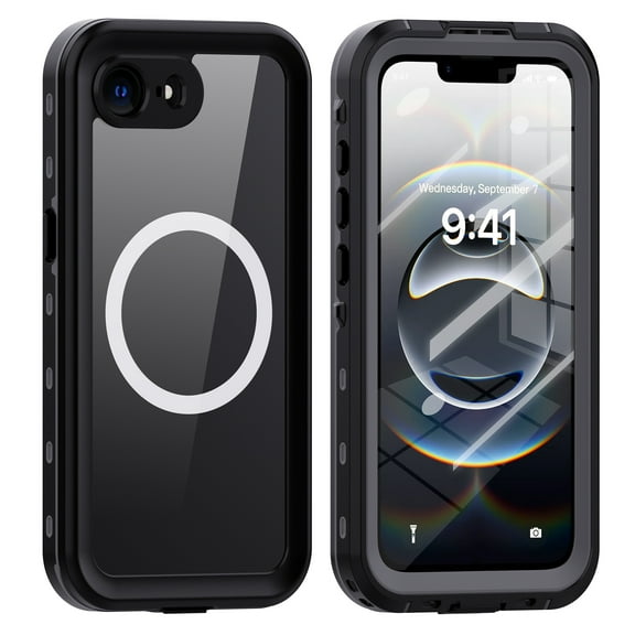 Asuwish Waterproof Phone Case for iPhone 16e/SE 2025/SE 4 Built-in Screen Protector 360 Full Body Compatible with Magsafe Clear Cell Cover Rugged Magnetic Protective i Phone16e 16 SE4 Women Men Black