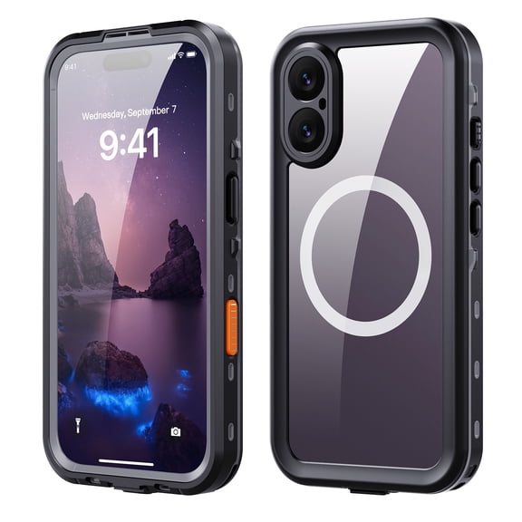 Asuwish Waterproof Phone Case for iPhone 17 6.3 inch Built-in Screen Protector 360 Full Body Compatible with Magsafe Clear Cell Cover Rugged Magnetic Protective i Phone17 i17 17Case Women Men Black