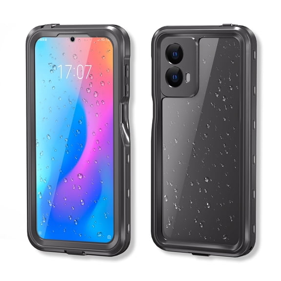 Asuwish Waterproof mobile Phone Case for Motorola Moto G 5G 2024 with Built-in Screen Protector 360 Full Body Clear Cell Cover Rugged Protective G5G 5 G G5 Women Men Black